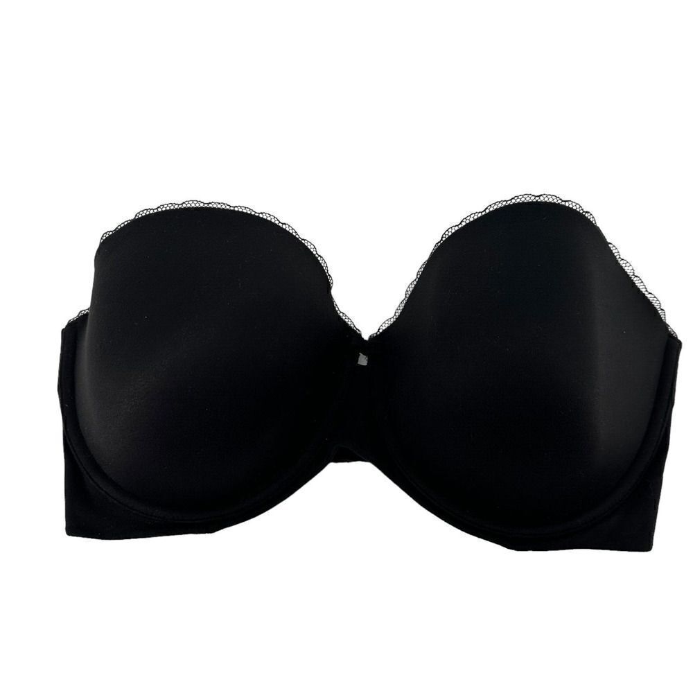 Calvin Klein Strapless Bra 36D Black Underwired Lightly Padded Back Closure Bra